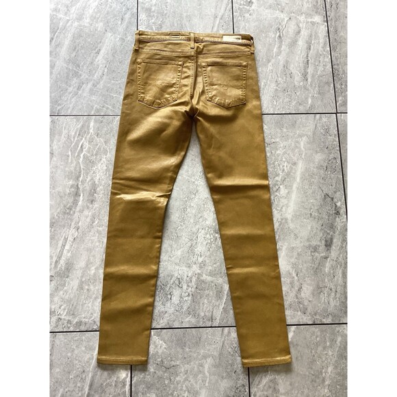 AG Adriano Goldschmied Jeans Womens Mustard Yellow Coated Farrah Skinny Ankle 27 - Picture 3 of 7